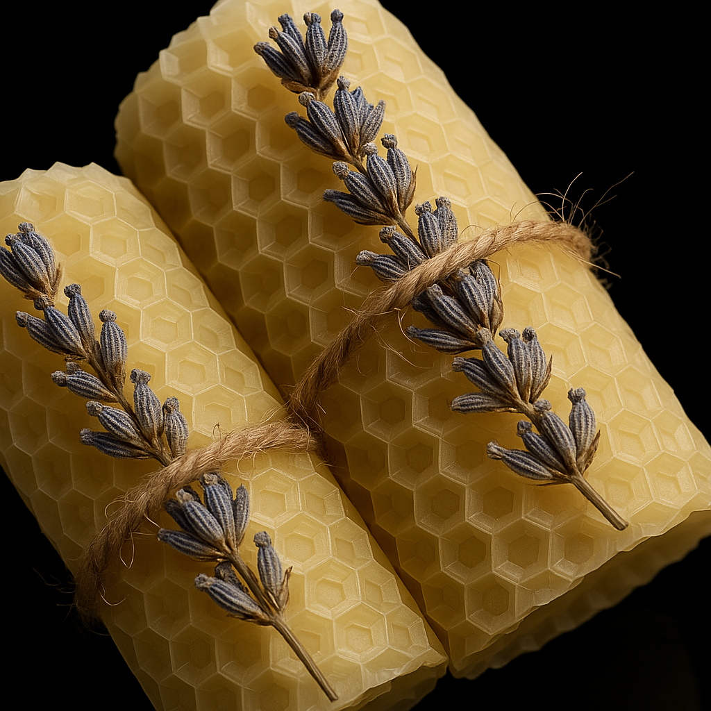 Two Artisan Beeswax Candles - Handcrafted Natural Ambiance
