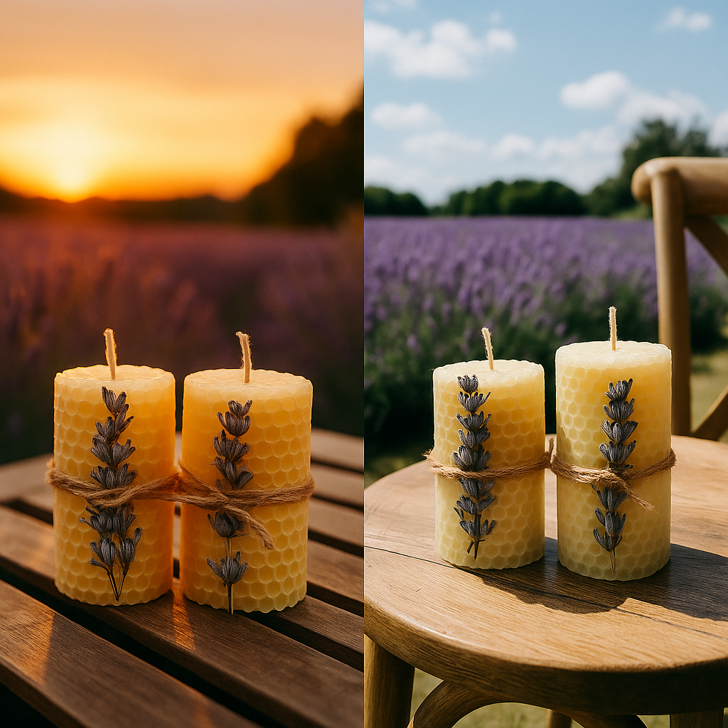 Two Artisan Beeswax Candles - Handcrafted Natural Ambiance