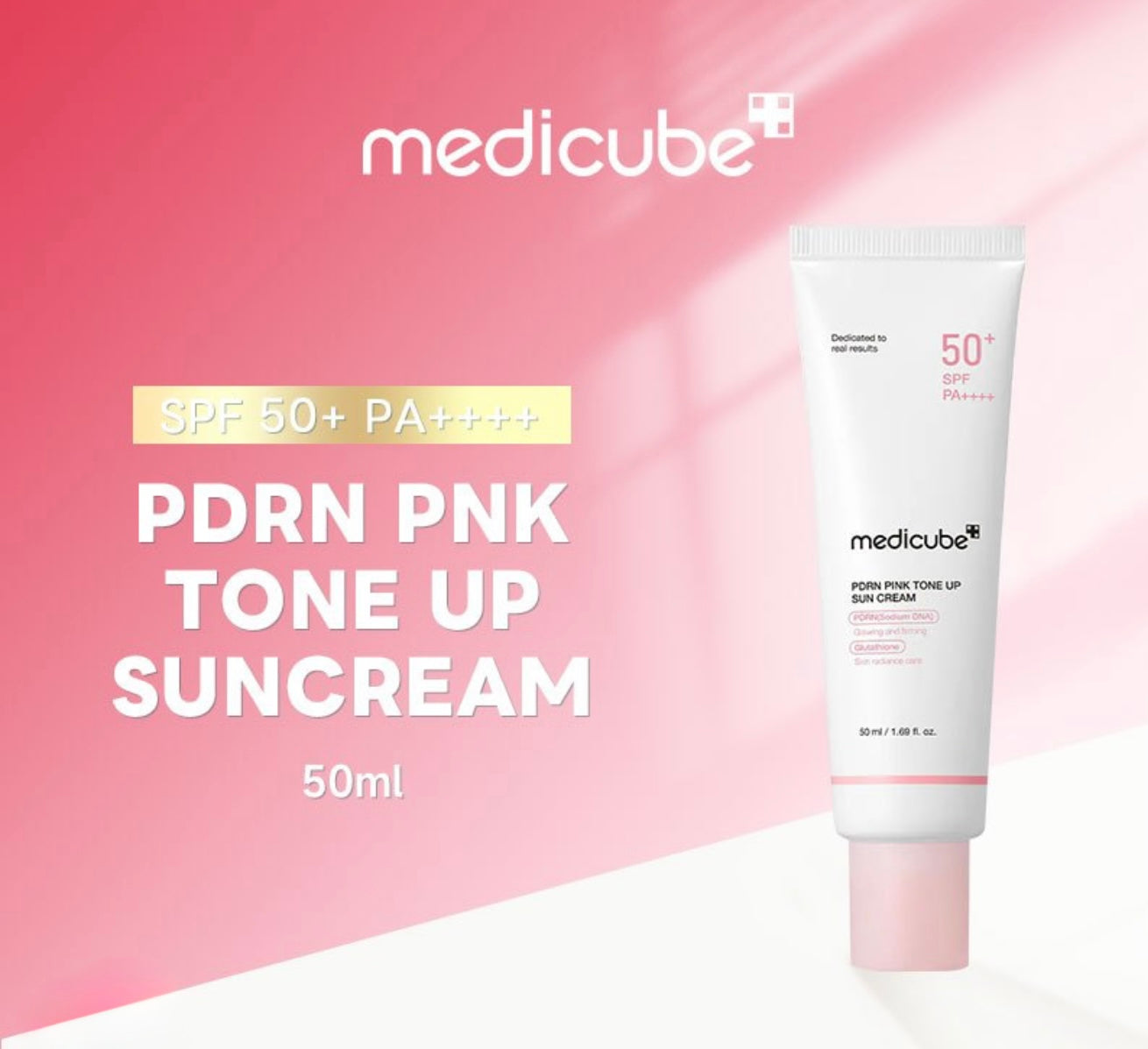 Medicube SPF50+ Collagen Pink Brightening Sunscreen 50ml - Tinted Moisturizer