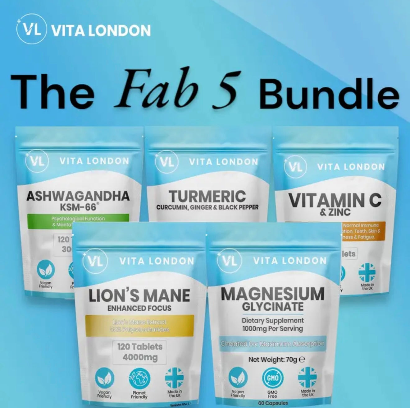 Vita London Fab 5 Bundle - Essential Supplement Starter System