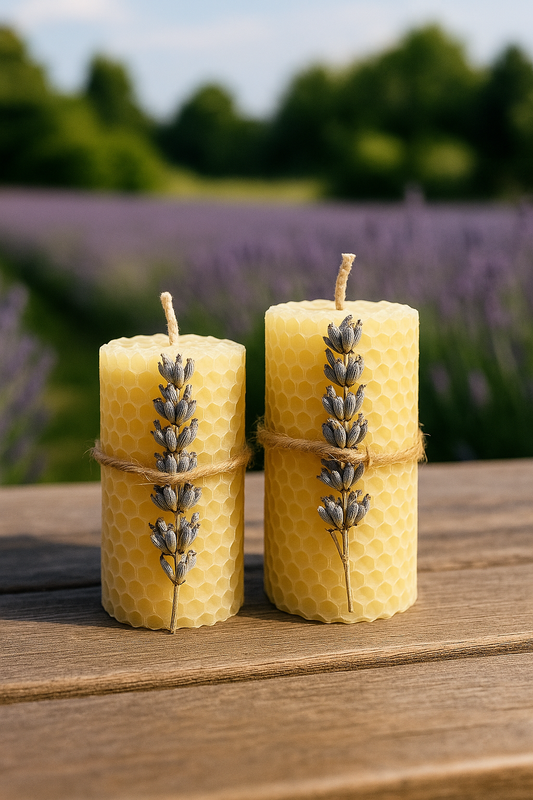 Two Artisan Beeswax Candles - Handcrafted Natural Ambiance